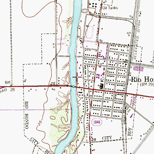 Topographic Map of Rio Hondo Police Department, TX