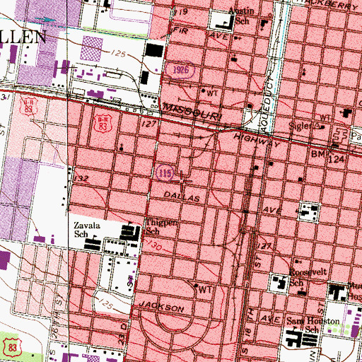 Topographic Map of McAllen Police Department Substation, TX