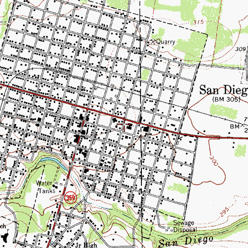 Topographic Map of Duval County Sheriff's Office, TX