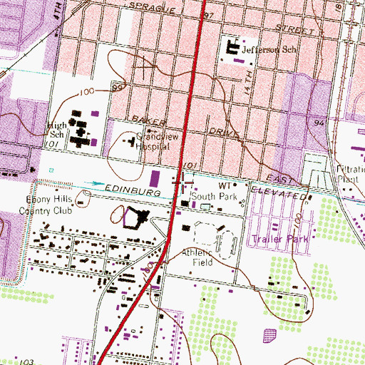 Topographic Map of Edinburg Police Department, TX
