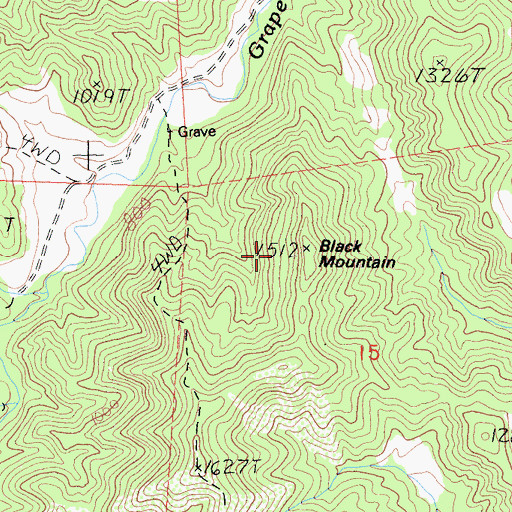 Topographic Map of Black Mountain, CA