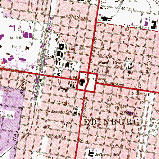 Topographic Map of Hidalgo County Criminal Department, TX