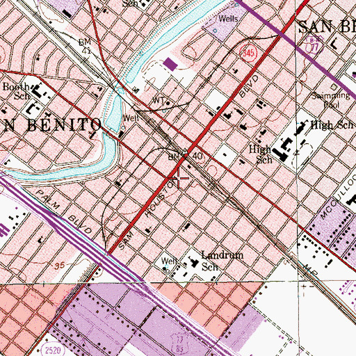Topographic Map of San Benito Police Department (historical), TX