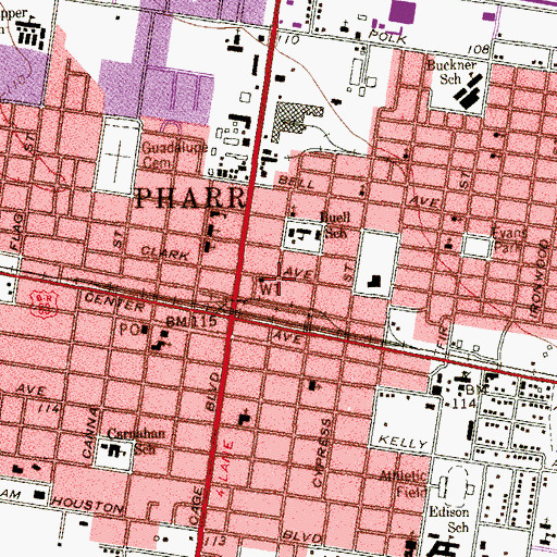 Topographic Map of Pharr Police Department, TX