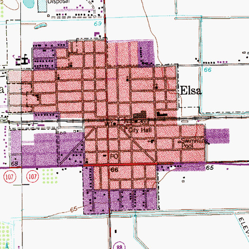 Topographic Map of Elsa Police Department, TX