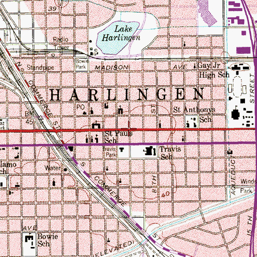 Topographic Map of Cameron County Sheriff's Office, TX