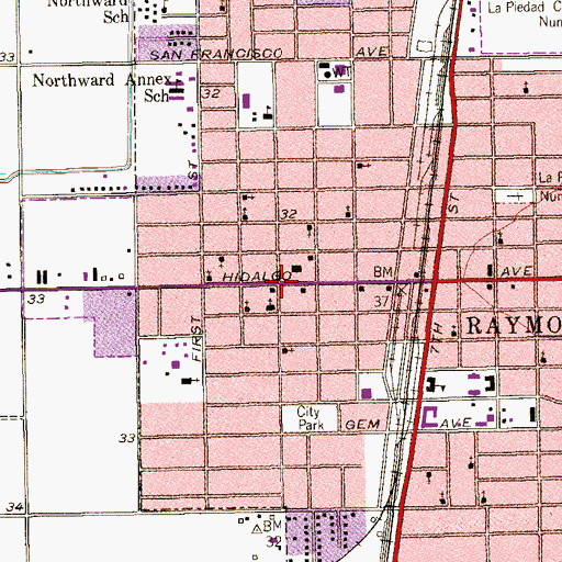 Topographic Map of Raymondville Police Department, TX