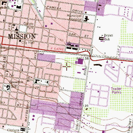 Topographic Map of Mission Police Department Jail, TX