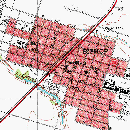 Topographic Map of Bishop Police Department, TX