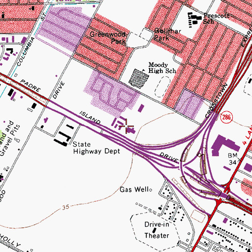 Topographic Map of Texas Highway Patrol Office, TX