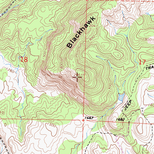 Topographic Map of Blackhawk Mountain, CA