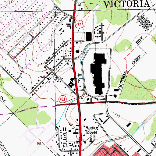 Topographic Map of Victoria County Sheriff's Department - Crime Prevention, TX