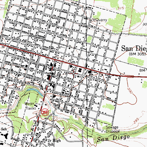 Topographic Map of Duval County Sheriff's Office, TX