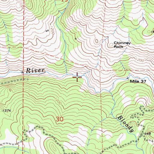 Topographic Map of Bloody Run, CA