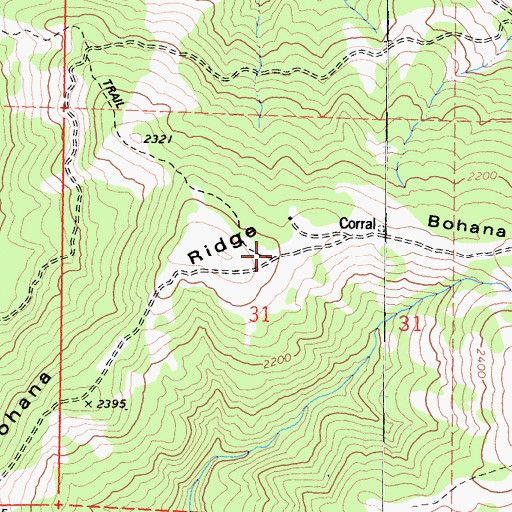 Topographic Map of Bohana Ridge, CA