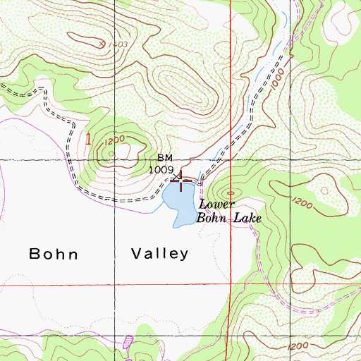 Topographic Map of Bohn Valley, CA