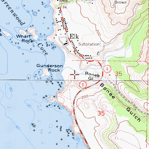 Topographic Map of Bonee Gulch, CA