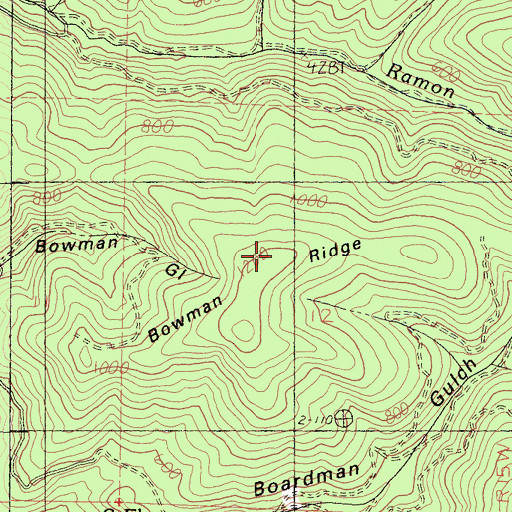 Topographic Map of Bowman Ridge, CA