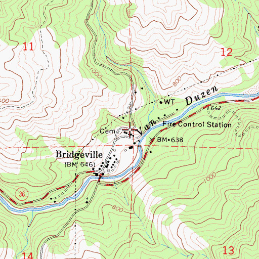 Topographic Map of Brown Creek, CA