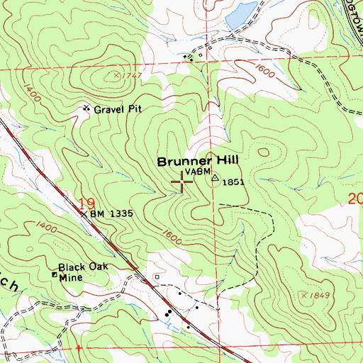 Topographic Map of Brunner Hill, CA