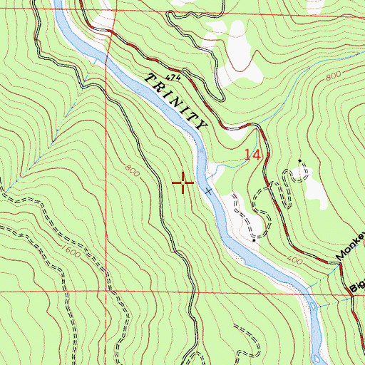 Topographic Map of Bull Creek, CA