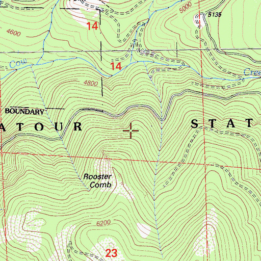 Topographic Map of Bullhock Creek, CA