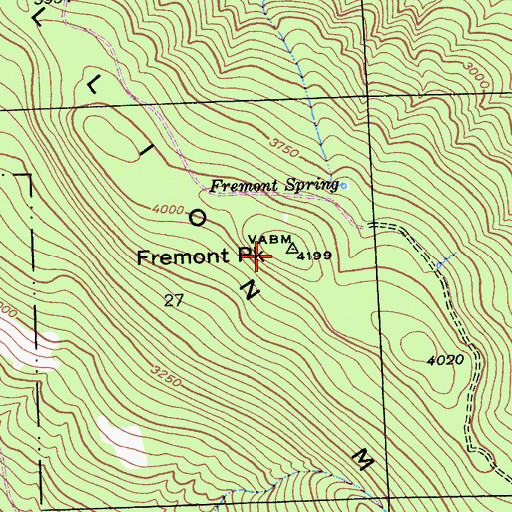 Topographic Map of Bullion Mountain, CA