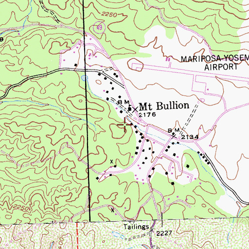 Topographic Map of Mount Bullion, CA