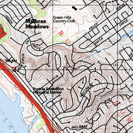 Topographic Map of Buri Buri, CA