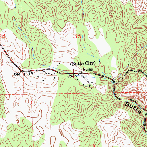 Topographic Map of Butte City (historical), CA