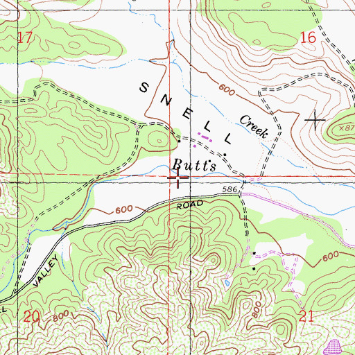 Topographic Map of Butts Canyon, CA