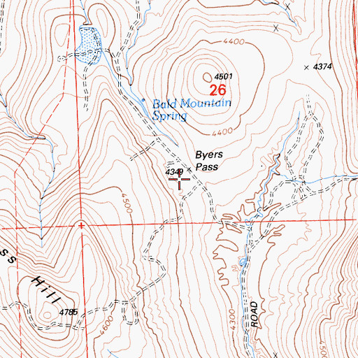 Topographic Map of Byers Pass, CA