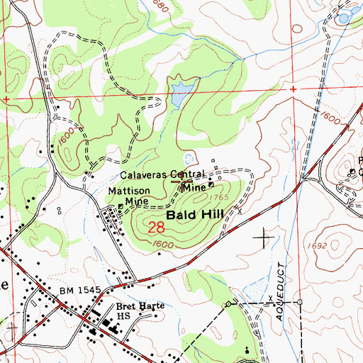 Topographic Map of Calaveras Central Mine, CA