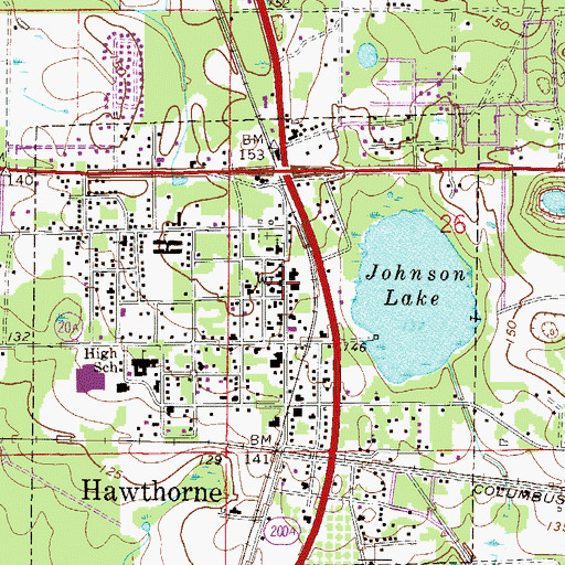 Topographic Map of Hawthorne Police Department, FL