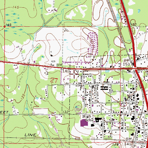 Topographic Map of Hawtorne High School Football Stadium, FL