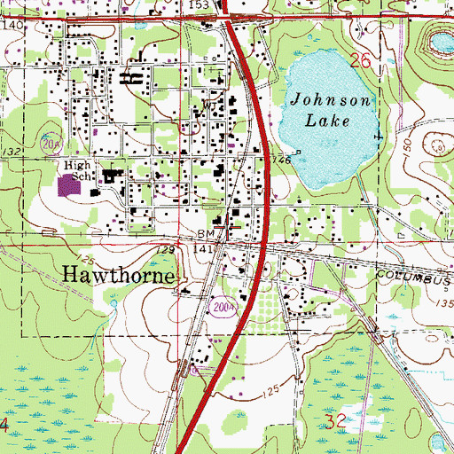 Topographic Map of Hawthorne Historical Museum and Culture Center, FL