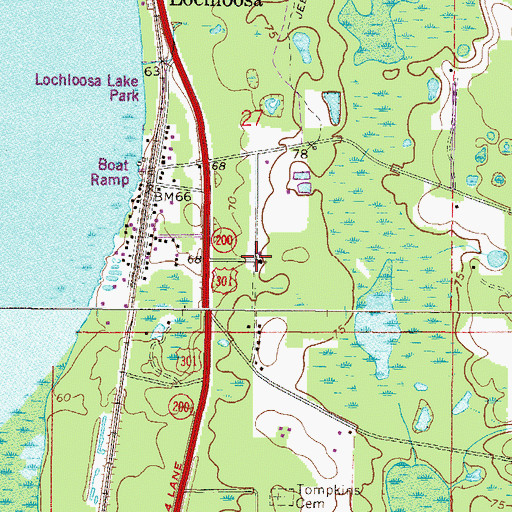 Topographic Map of Lochloosa United Methodist Church, FL