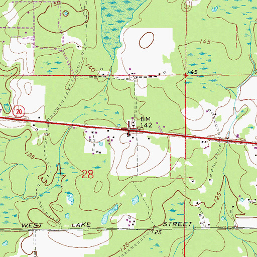 Topographic Map of Hawthorne Assembly of God, FL