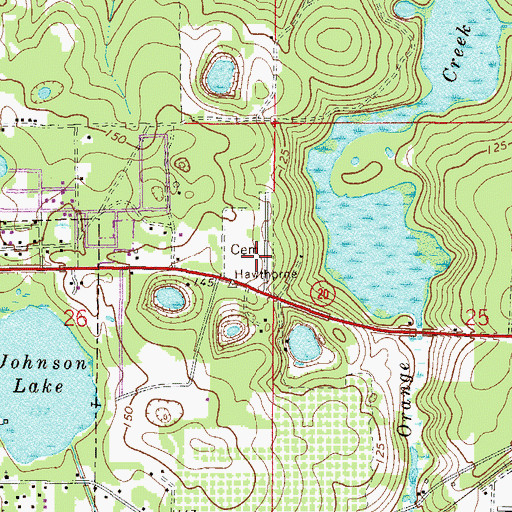 Topographic Map of Hawthorne Cemetery, FL
