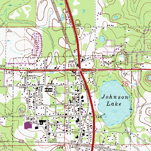 Topographic Map of Hawthorne Post Office, FL