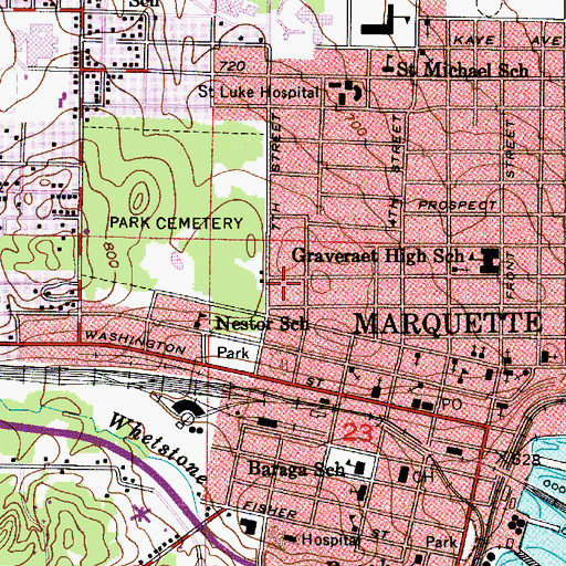 Topographic Map of Sandy Knoll Elementary School, MI