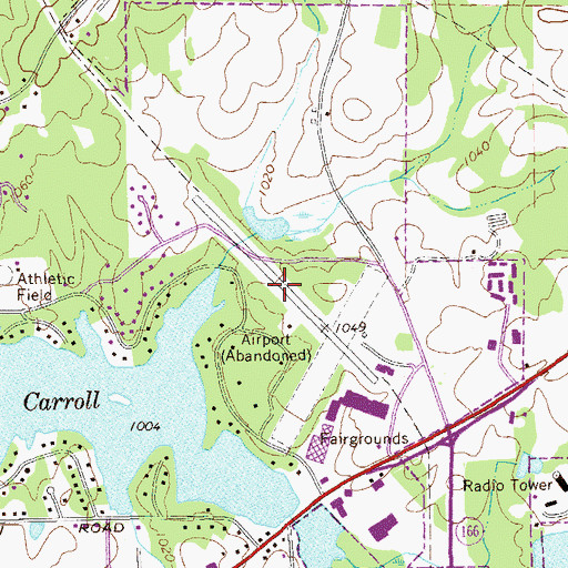 Topographic Map of Carrollton Municipal Airport (historical), GA
