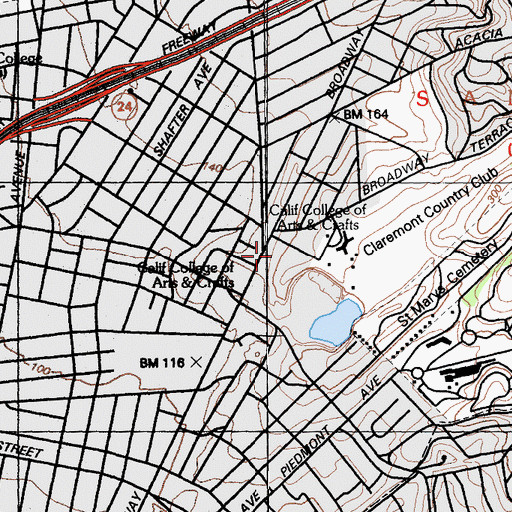 Topographic Map of California College of the Arts, CA
