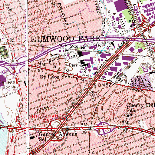 Topographic Map of Saint Leo's Roman Catholic Church, NJ