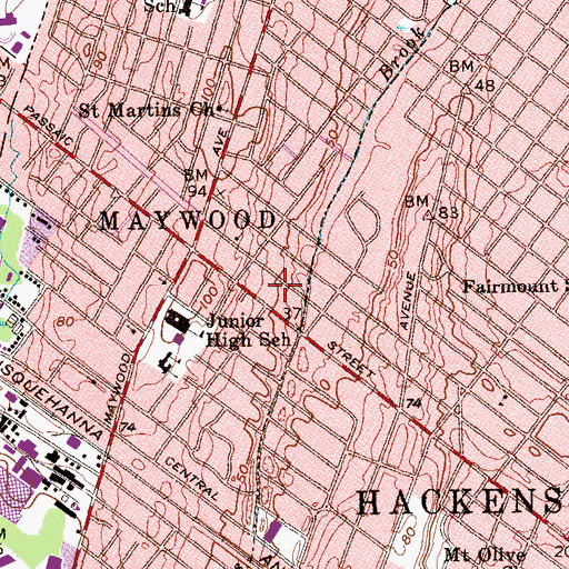Topographic Map of Zion Lutheran Church, NJ