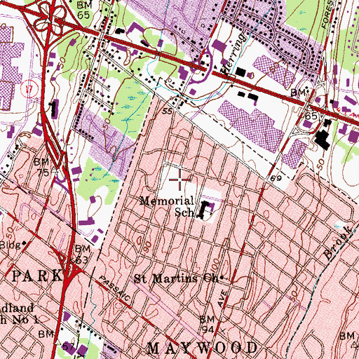 Topographic Map of Memorial Park, NJ