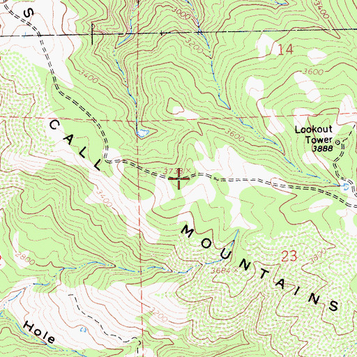 Topographic Map of Call Mountains, CA