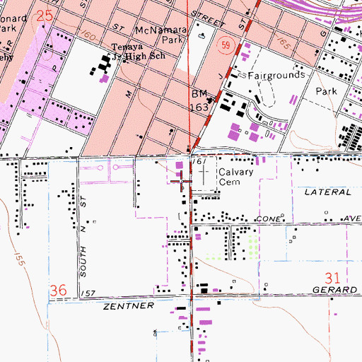 Topographic Map of Calvary Cemetery, CA