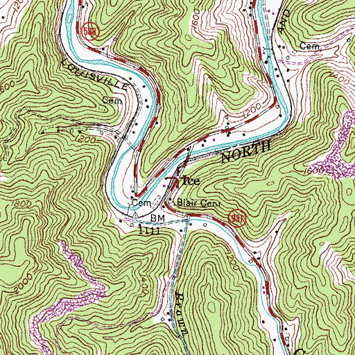 Topographic Map of Ice Post Office (historical), KY