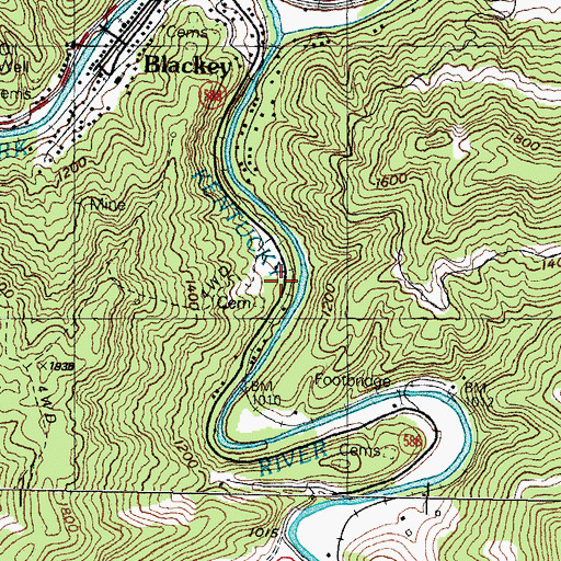 Topographic Map of Indian Bottom Post Office (historical), KY